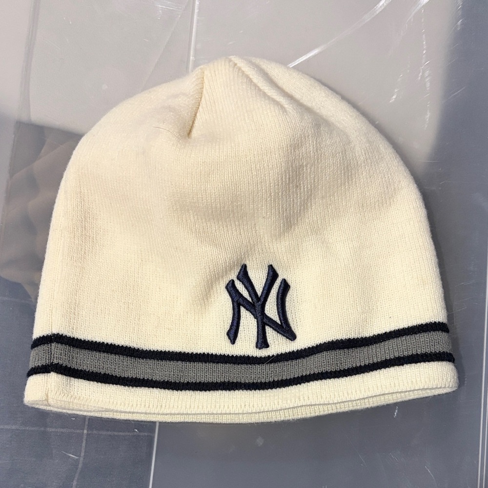 Genuine Merchandise Yankees Cream Beanie with Embroidered Logo